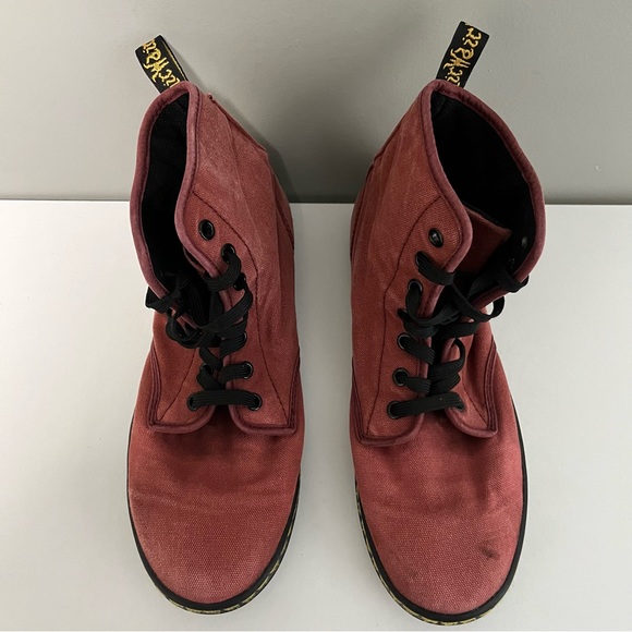 Dr. Martens Shoreditch Maroon Lace Up Canvas Boots Women's Size 9 - Picture 2 of 6